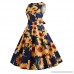 Vintage Dresses for Women Retro Sunflower Print Sleeveless Tea Evening Party Short Dress Yellow B07PCRGPYN